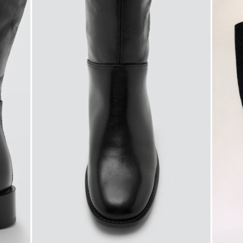 BNWT Mango Knee-High Leather Boots (Black) - Picture 3 of 8